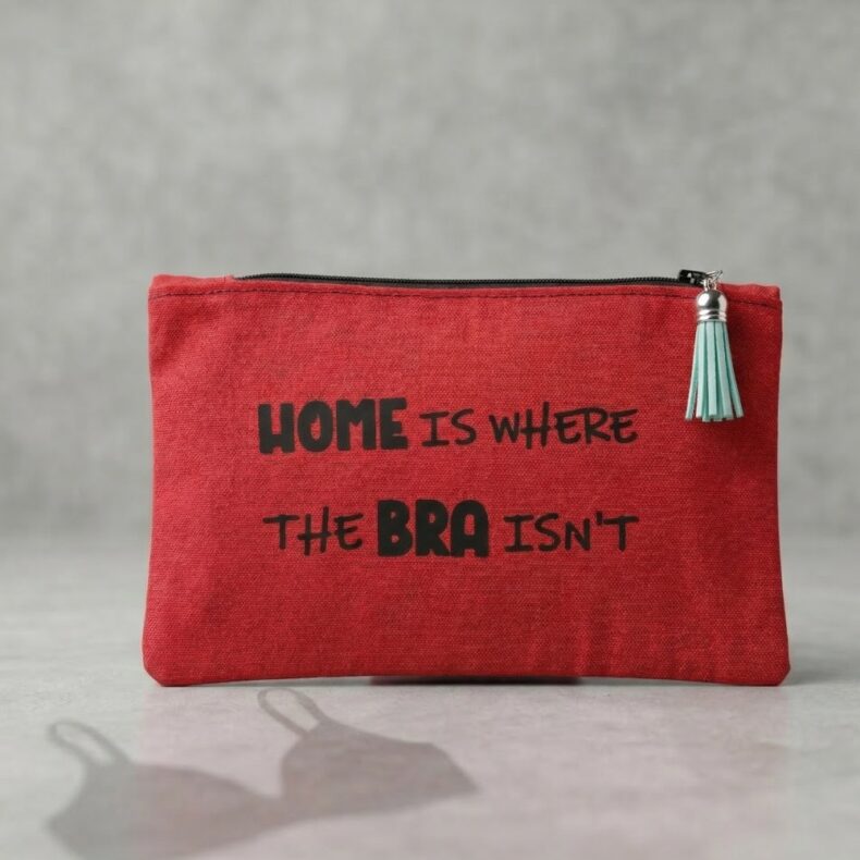 תיק איפור קנבס אדום - Home is...