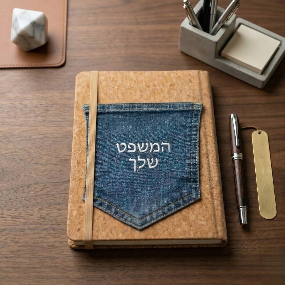 מחברת כיס ג'ינס עם המשפט שלך