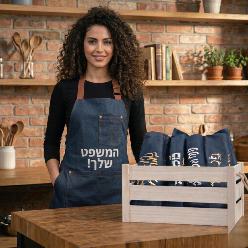 סינר מג'ינס עם כיתוב - המשפט שלך