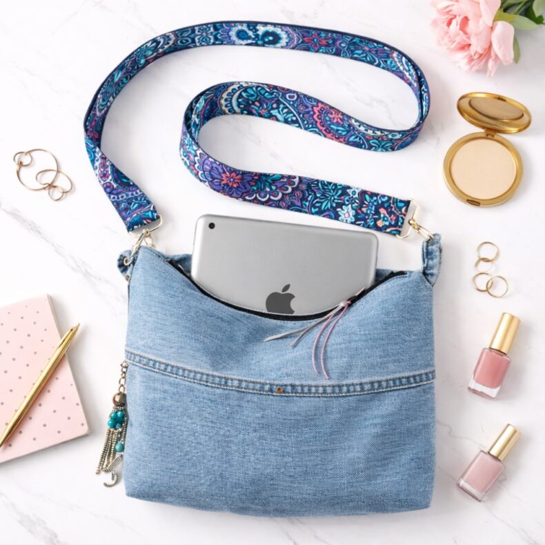 תיק צד מושלם מג'ינס ממוחזר - רצועה פרחונית 2