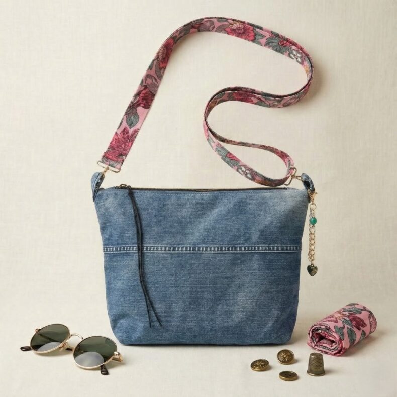 תיק צד מושלם מג'ינס ממוחזר - רצועה פרחונית 3