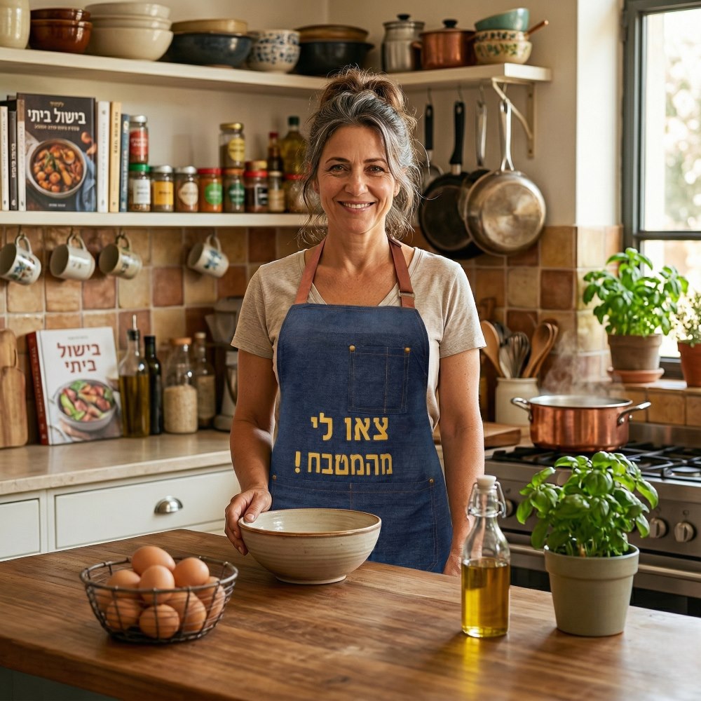 מבצע סינר נשים מג'ינס עם כיתוב ומתנה - איסוף מהמכירה